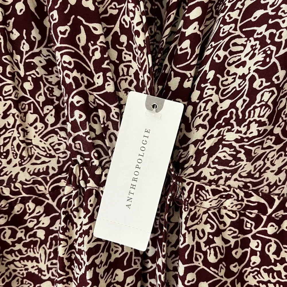 NWT Anthropologie / Nat by Natalie Martin Burgundy and Cream Maxi Dress - Picture 2 of 10